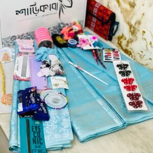 IMG_2880 (2) 🩵 আকাশী Sky-Blue কাতান শাড়ি সাথে ২৭টি প্রিমিয়াম গিফট 💝✨